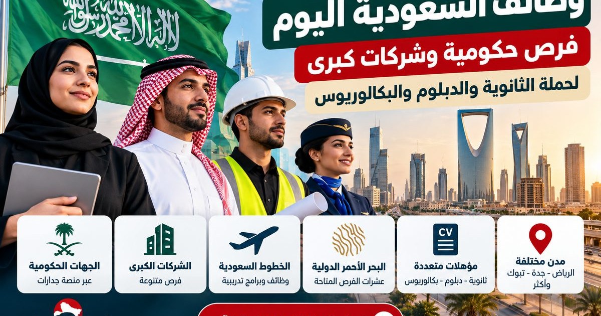 وظائف السعودية اليوم.. فرص حكومية وشركات كبرى وروابط التقديم الرسمية